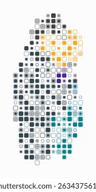 Qatar, shape of the country build of colored cells. Digital style map of the Qatar on white background. Large size rounded square blocks. Simple vector illustration.