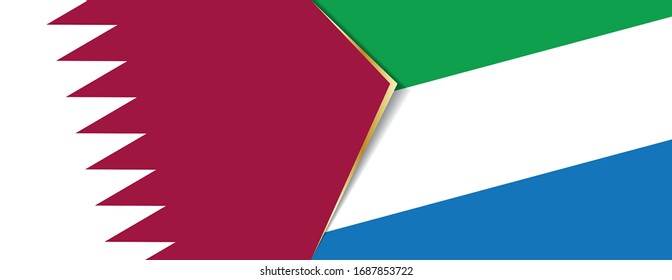 Qatar and Sierra Leone flags, two vector flags symbol of relationship or confrontation.