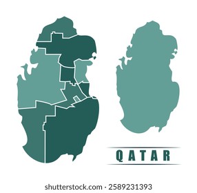 Qatar simple flat political map with states border