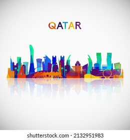 Qatar skyline silhouette in colorful geometric style. Symbol for your design. Vector illustration.