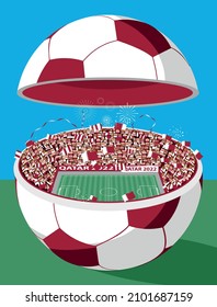 Qatar soccer stadium vector illustration