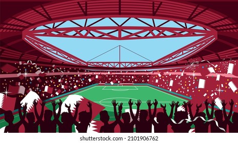 Qatar soccer stadium vector illustration