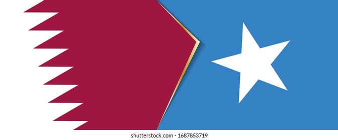 Qatar and Somalia flags, two vector flags symbol of relationship or confrontation.