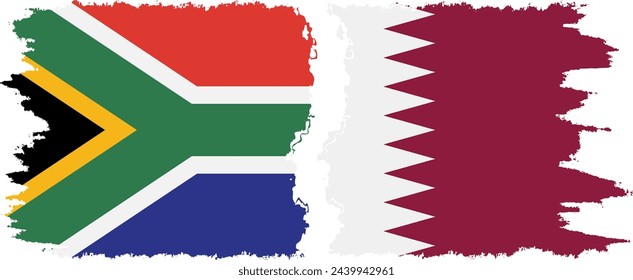 Qatar and South Africa grunge flags connection, vector