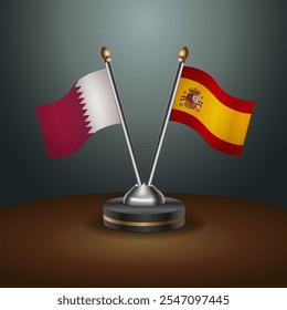 Qatar and Spain table flags relation  with gradient backgrund. Vector Illustration