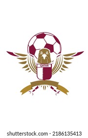 Qatar Sports concept. Football and Falconry in one logo. Editable Clip Art.