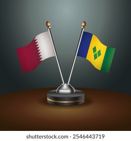 Catar e ST. Vincent Grenadines tabela sinaliza relação com gradiente fundo. Ilustração de vetor
