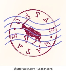 Qatar Stamp Postal. Silhouette Seal. Passport Round Design. Vector Icon. Design Retro Travel. National Symbol.