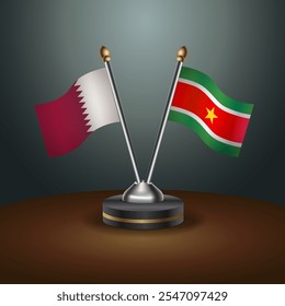 Tabela do Catar e do Suriname sinaliza relação com plano de fundo de gradiente. Ilustração de vetor