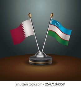 Qatar and  table flags relation  with gradient backgrund. Vector Illustration