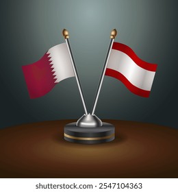 Qatar and Tahiti table flags relation  with gradient backgrund. Vector Illustration
