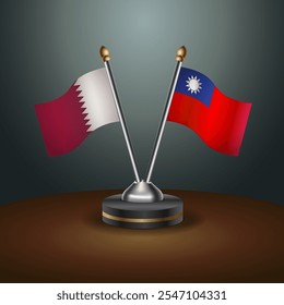 A tabela Catar e Taiwan sinaliza a relação com o plano de fundo de gradiente. Ilustração de vetor