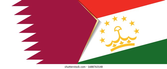 Qatar and Tajikistan flags, two vector flags symbol of relationship or confrontation.