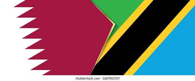 Qatar and Tanzania flags, two vector flags symbol of relationship or confrontation.
