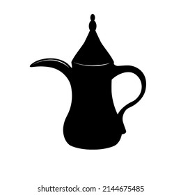 Qatar teapot . Vector stock illustration. Isolated on a white background. Black and white monochrome.