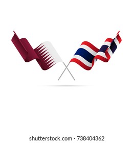 Qatar and Thailand flags. Crossed flags. Vector illustration.