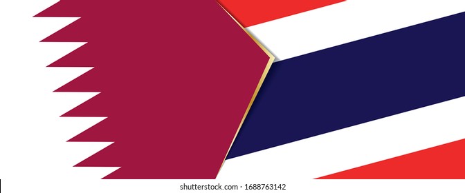 Qatar and Thailand flags, two vector flags symbol of relationship or confrontation.