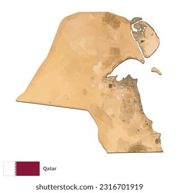 Qatar Topography Country  Map Vector