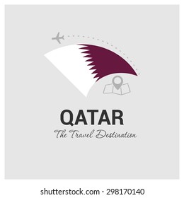 Qatar The Travel Destination logo - Vector travel company logo design - Country Flag Travel and Tourism concept t shirt graphics - vector illustration