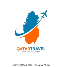 Qatar travel with plane logo vector logo design. Suitable for business, transportation, technology, vacation, and travelling