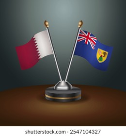 La tabla de Qatar y Turk y Caicos señala la relación con el fondo de gradiente. Ilustración vectorial