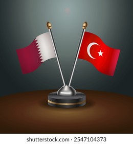 A tabela Catar e Turquia sinaliza a relação com o plano de fundo de gradiente. Ilustração de vetor