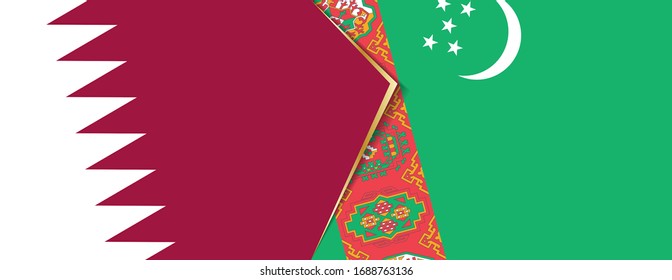 Qatar and Turkmenistan flags, two vector flags symbol of relationship or confrontation.