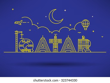 Qatar Typography Design with Building Letters