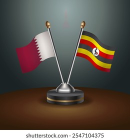 Tabela do Catar e Uganda sinaliza relação com fundo de gradiente. Ilustração de vetor