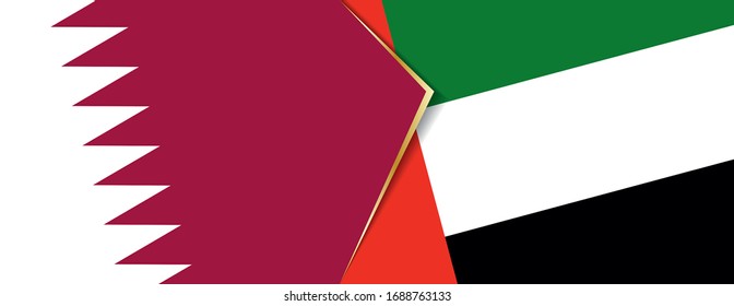 Qatar and United Arab Emirates flags, two vector flags symbol of relationship or confrontation.