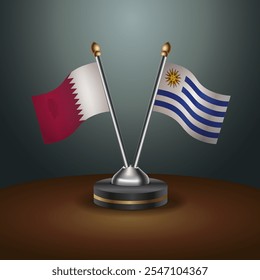 Tabela do Catar e Uruguai sinaliza relação com plano de fundo gradiente. Ilustração de vetor
