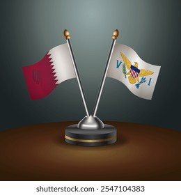 A tabela Catar e Ilhas Virgens Americanas sinaliza a relação com o plano de fundo de gradiente. Ilustração de vetor