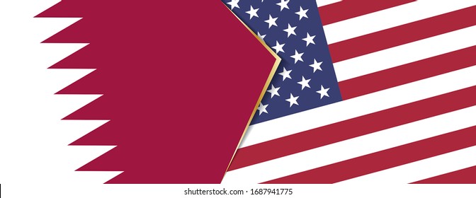 Qatar and USA flags, two vector flags symbol of relationship or confrontation.