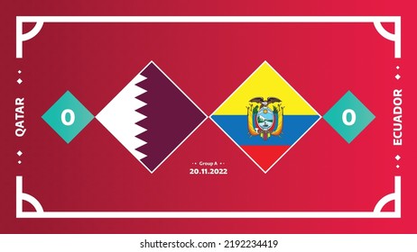 Qatar v Ecuador, 2022 Football Cup, Group A match end vector illustration