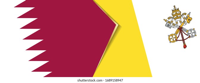 Qatar and Vatican City flags, two vector flags symbol of relationship or confrontation.