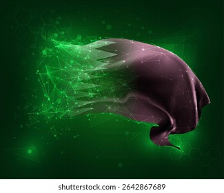 Qatar, vector 3d flag on green background and numbers