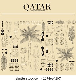 Elementos vectoriales de Qatar de la vida diaria, esquemas vectoriales tradicionales