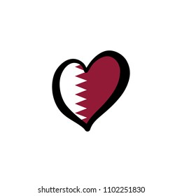 Qatar Vector Flag Inside heart shape graphic element Illustration template design
