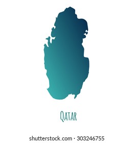 Qatar vector map with color gradient and caption on white background. Can be used as element of your infographics or presentation