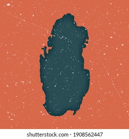Qatar vintage map. Grunge map of the country with distressed texture. Qatar poster. Vector illustration.