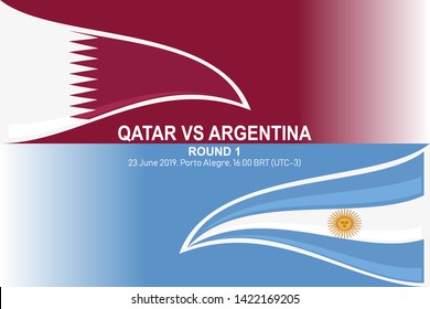 Qatar vs Argentina, 23 June 2019, Football Match ,Vector illustration