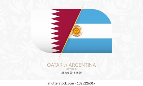 Qatar vs Argentina, Football competition on gray soccer background.