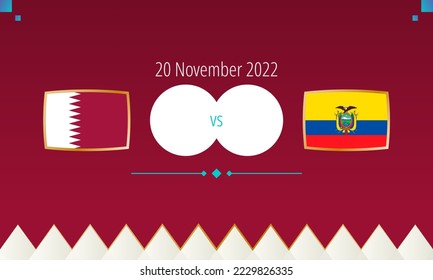 Qatar vs Ecuador football match, international soccer competition 2022. Versus icon.