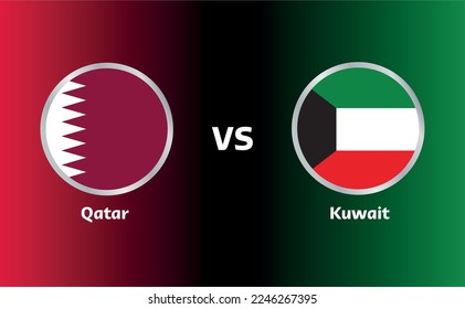 qatar vs kuwait match on colorful background , gulf arab football