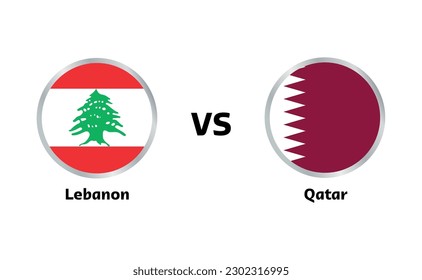 Qatar vs Lebanon match isolated on white 