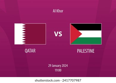 Qatar vs Palestine football scoreboard broadcast template for soccer asia tournament 2023