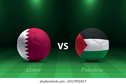 Qatar vs Palestine football scoreboard broadcast template for soccer asia tournament 2023