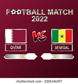 Qatar vs Senegal football cup 2022 template background vector for schedule, result match