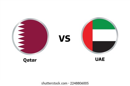 qatar vs ubited arab emirates match isolated on white background