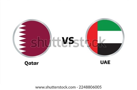 qatar vs ubited arab emirates match isolated on white background